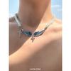 Shijia Pearl Necklace Men's Angel Wings Inlaid Zirconium Clavicle Chain European and American All Match Personality Fancy Cross Men's Chain