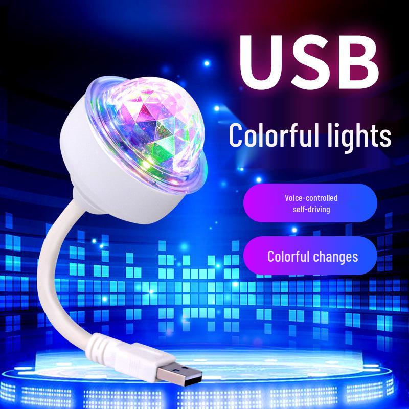 USB Voice-Controlled Starry Projection Lamp - Seven-Color Atmosphere for Car & Home