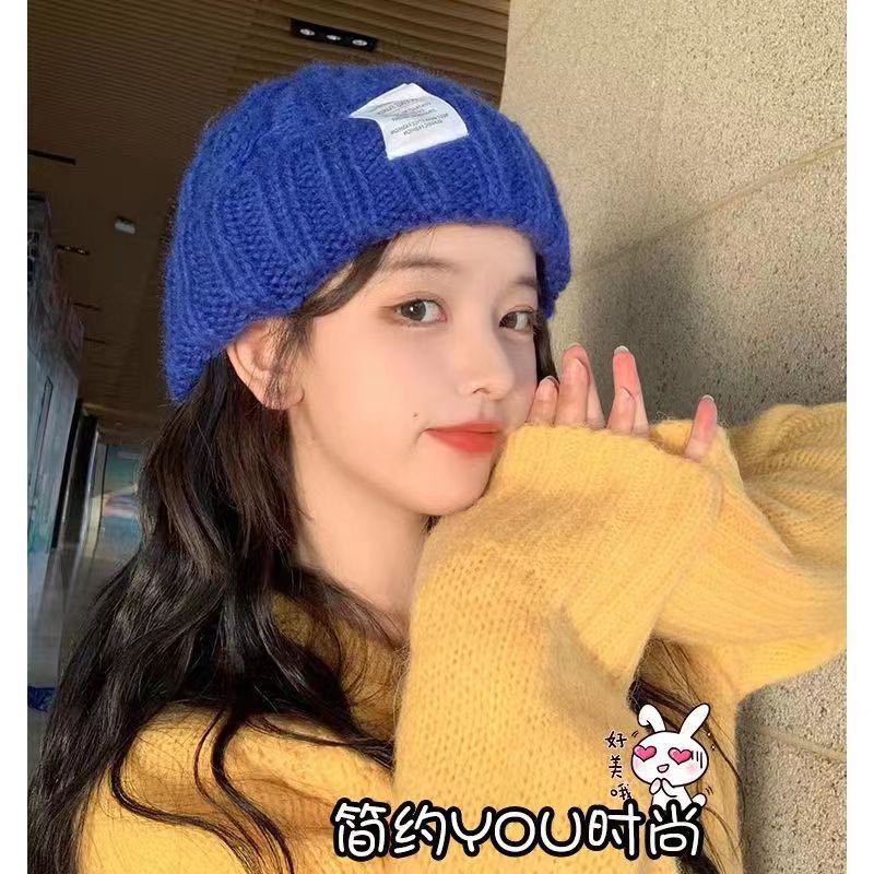 Hat winter men's and women's trendy brand knitted hat big head circumference wool hat autumn and winter warm pile hat new cold hat cotton hat