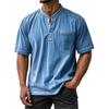 Men's Summer Round Neck Short Sleeve T-Shirt Neck Men's All-match Casual Button Shirt