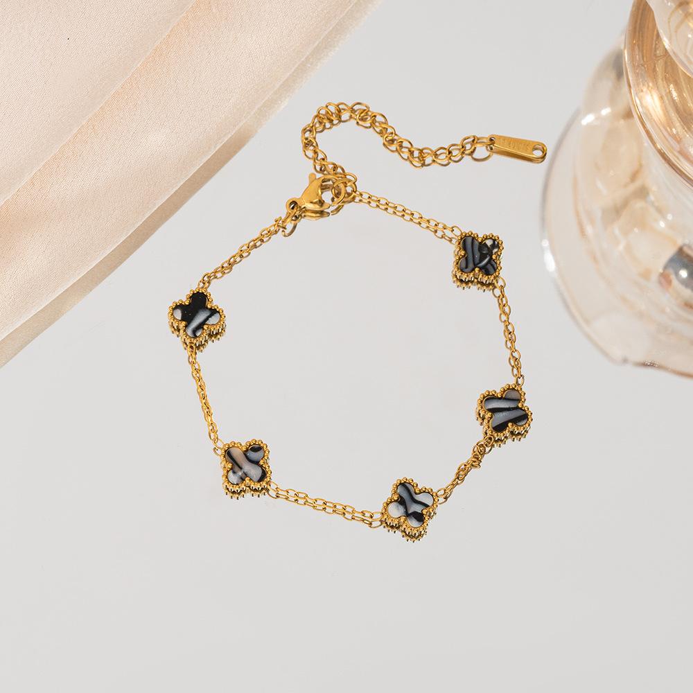 9mm Four-leaf Clover Bracelet A Luxurious and High-end Women's Jewelry Piece That Won't Fade A Unique and Minimalist Bangle