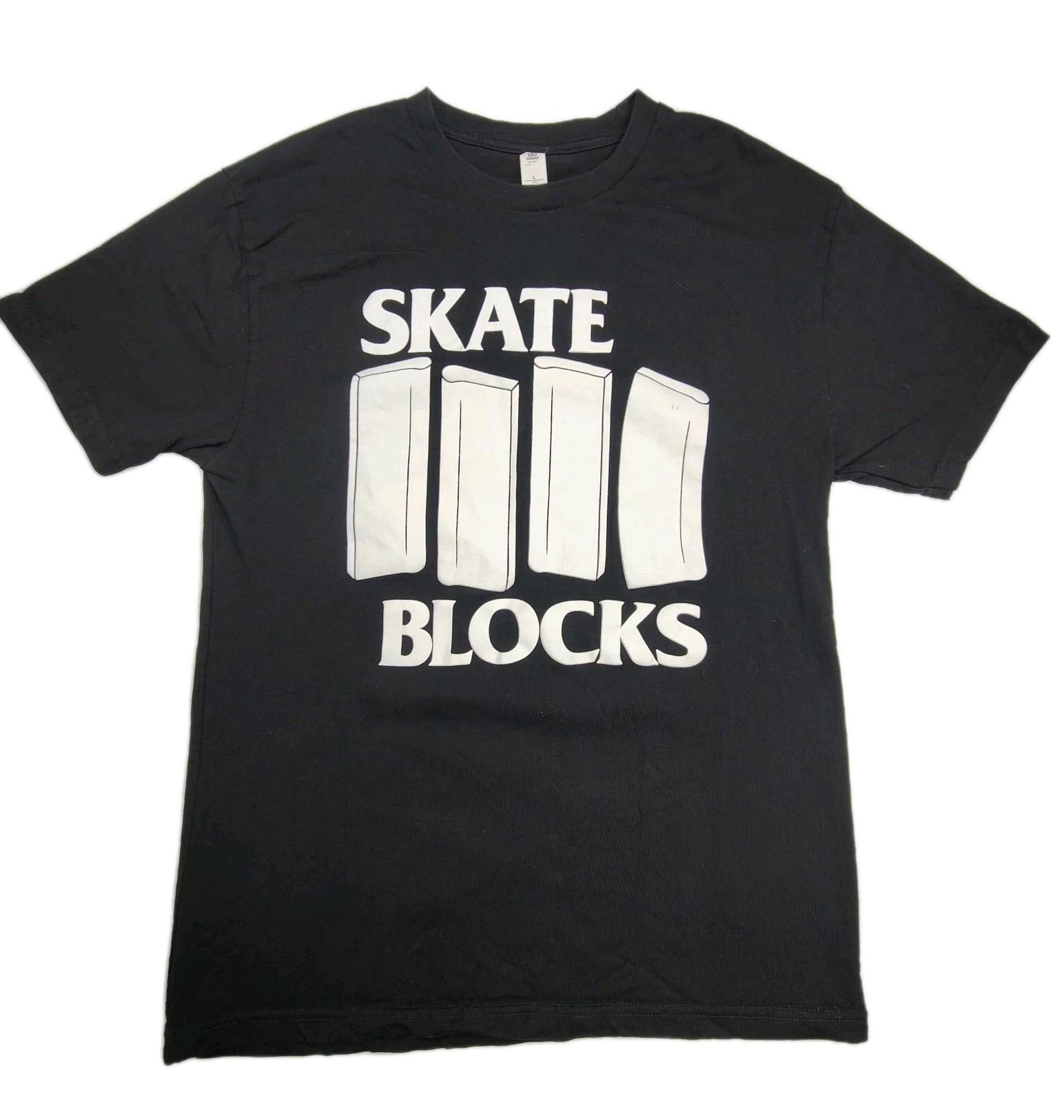 Skateboarding T-Shirt Men s Large Black Tee Logo Skate Blocks As Colour Street XXXXL
