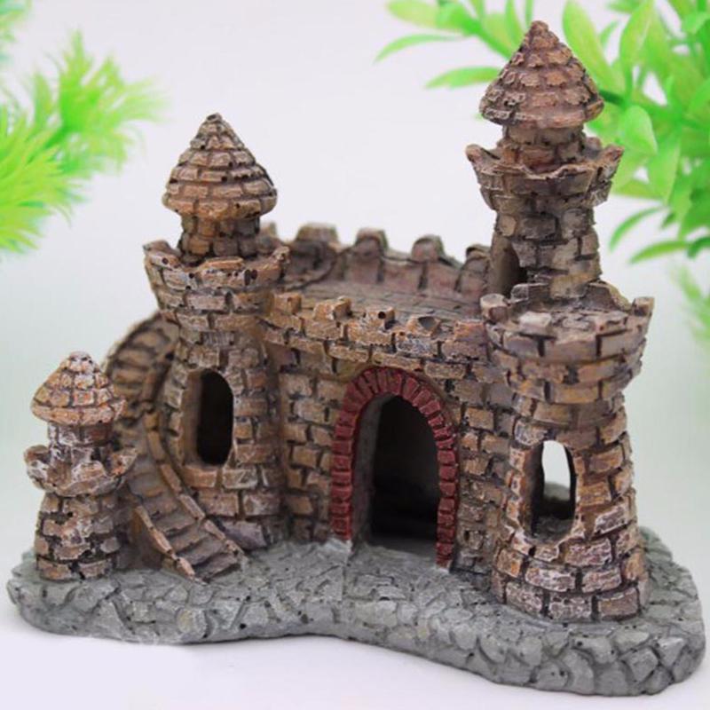 Resin Cartoon Castle Aquariums Decorations Castle Tower Ornaments Fish Tank Aquarium  Decoration