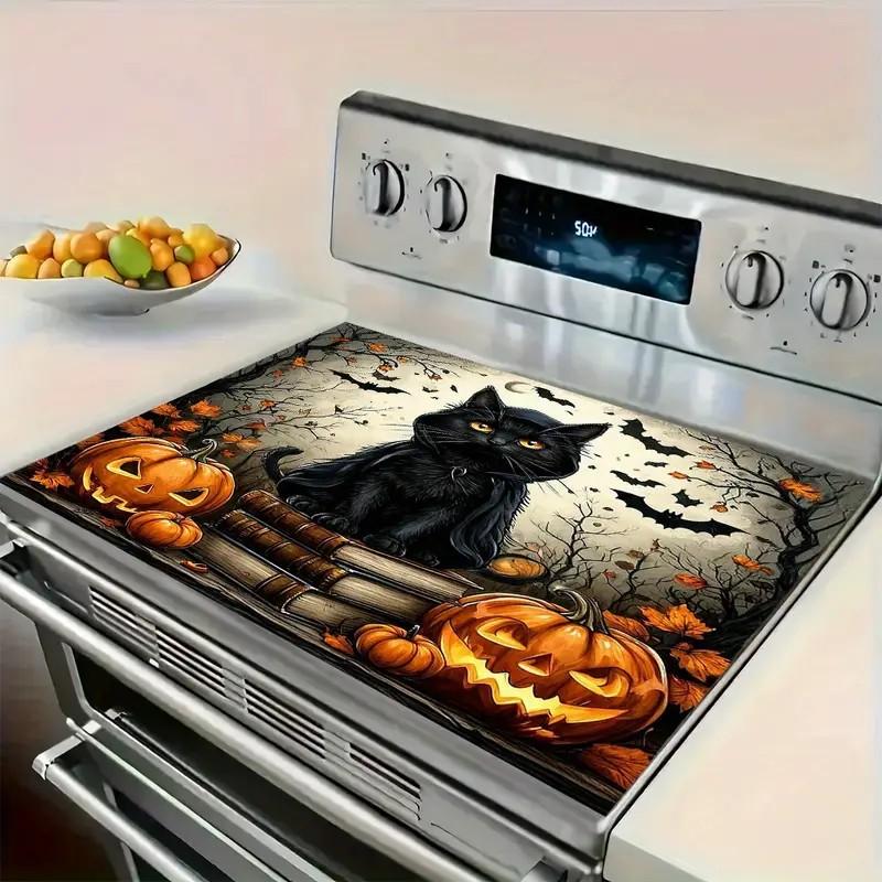 Halloween Black Cat Super Absorbent Kitchen Mat Drying Mat Quick Dry Drain Pad Tableware Mat Non-slip Dinnerware Coffee Placemat