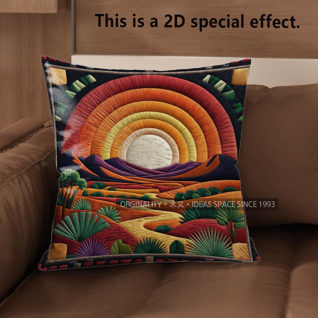 2D Southwestern Desert Sunset Throw Pillow Covers** Pattern Cushion Cover Suitable For Sofa Bedroom Car Pillow Cover