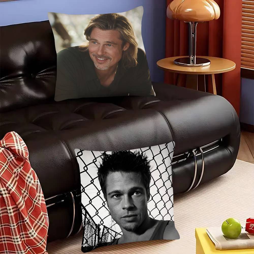 Actor Brad Pitt Pillow Case Fashion Square Pillowcase Bedroom Sofa Room Ins Decoration Leisure