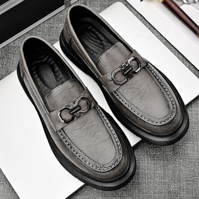 Britischer Stil Trendige Graue Herren Loafers mit dicker Sohle High-End Bankettkleiderschuhe Büro Herren Business Arbeitsschuhe Rutschfest