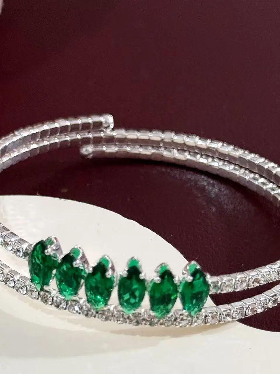 1 Zircon Double-layer Open Bracelet Ins Adjustable Fashionable Crystal Bracelet