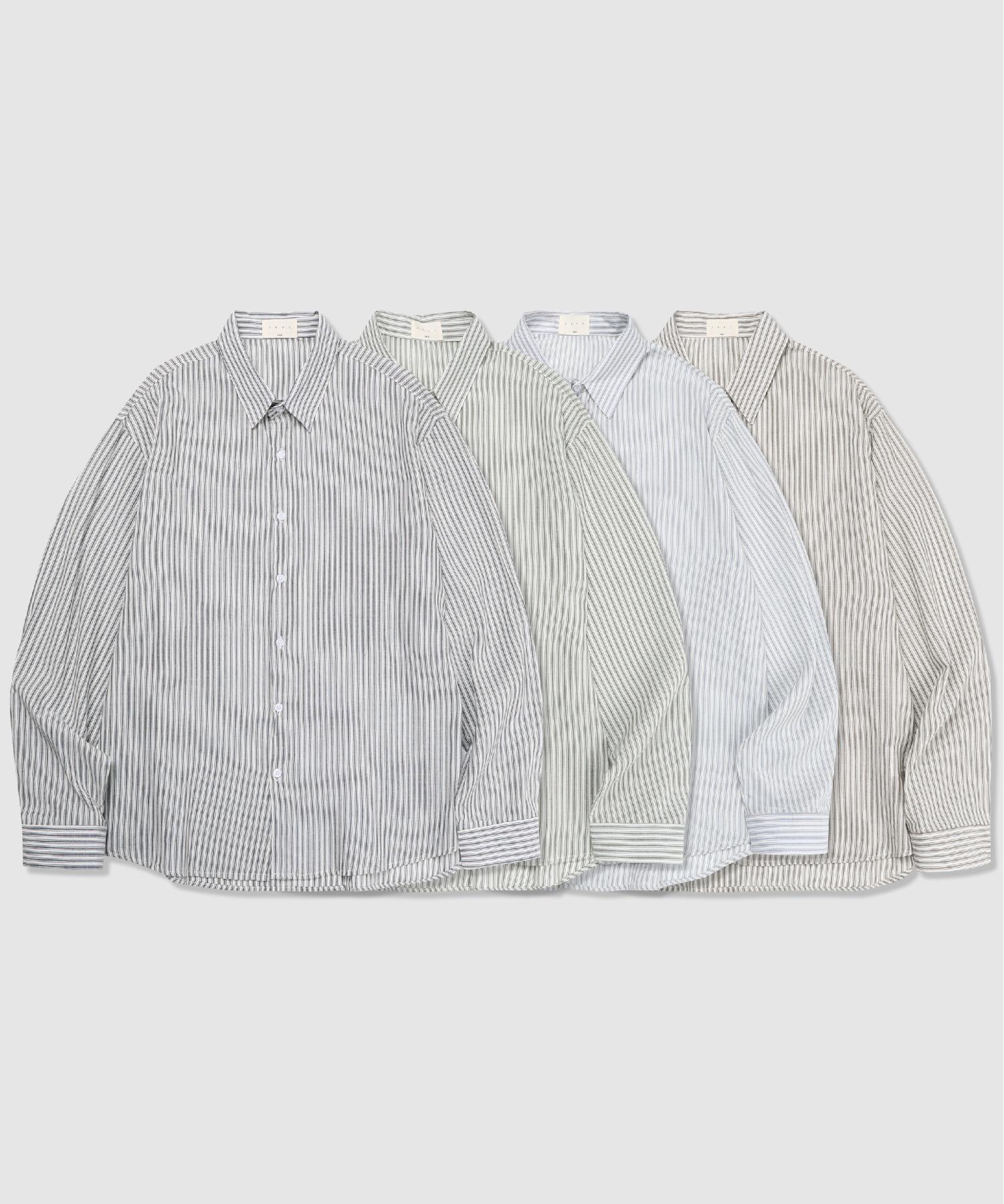 And Again Summer Vintage Bay Striped Shirt Sky Blue/Free