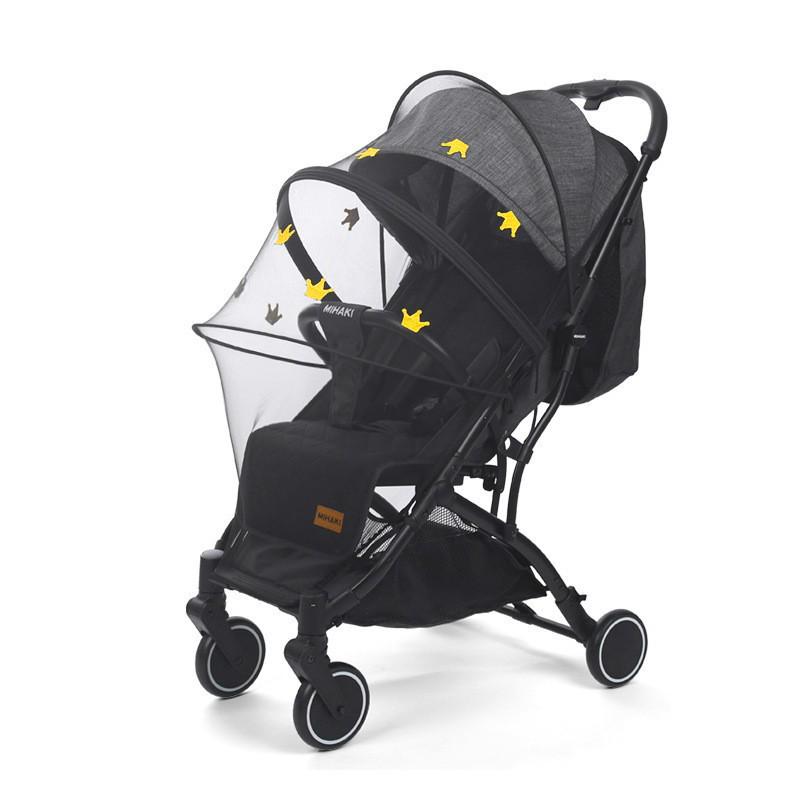 Universal Baby Stroller Mosquito Net with Zippered Embroidered Chrysanthemum Design