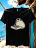 Yj01428music Listening Cat Cartoon Print Plus Size Unisexs Tshirt Summer Casual Short Sleeve Top Fashionable Versatile Wear