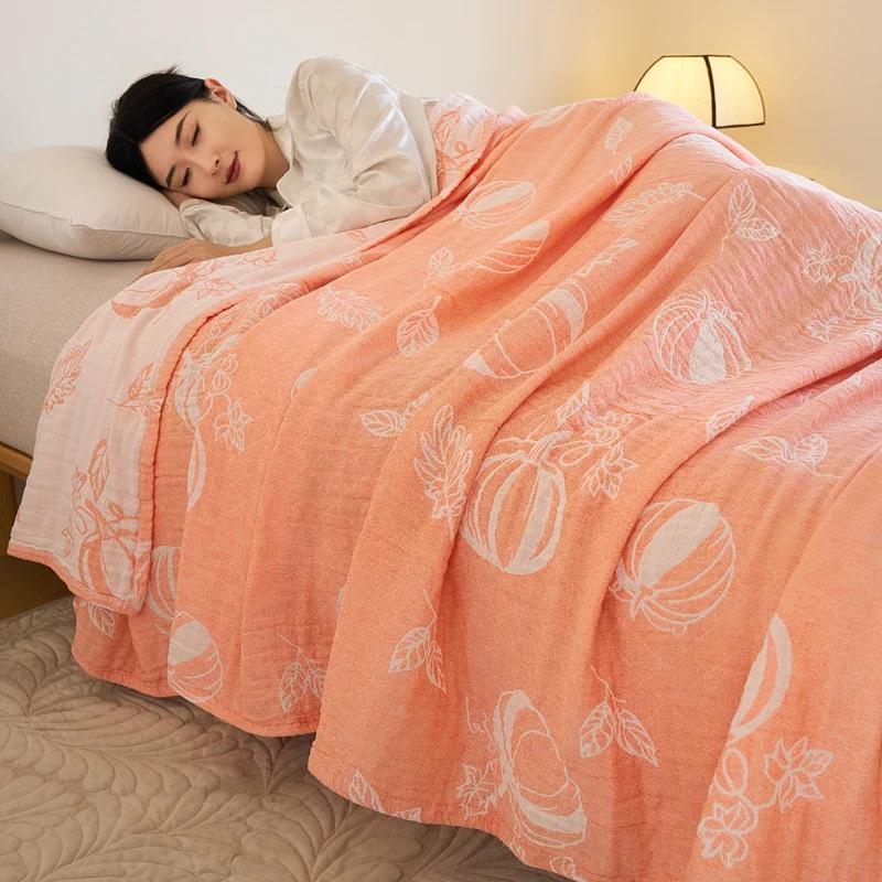 Pătură de vară din tifon de bumbac 100% cuvertură de pat respirabilă pat jacquard în carouri pat ușor Pături și cuverturi de pat care nu se micșorează