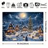 Christmas joyous party spotlight backdrop featuring cartoon village and pine tree design suitable for holiday partiesZL