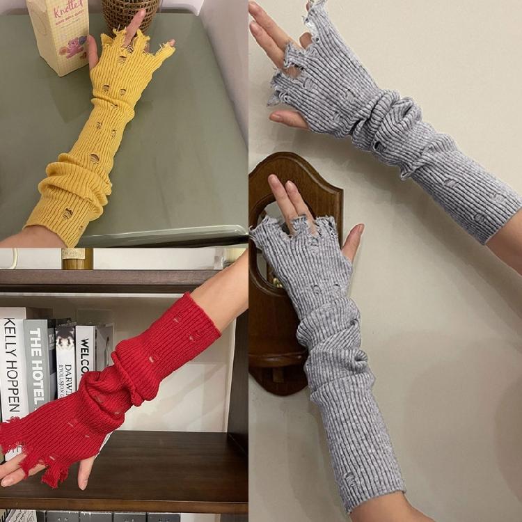 Hollowout Knit Gloves Fashion Women Accessory Fingerless Gloves Y2K Arm Decors