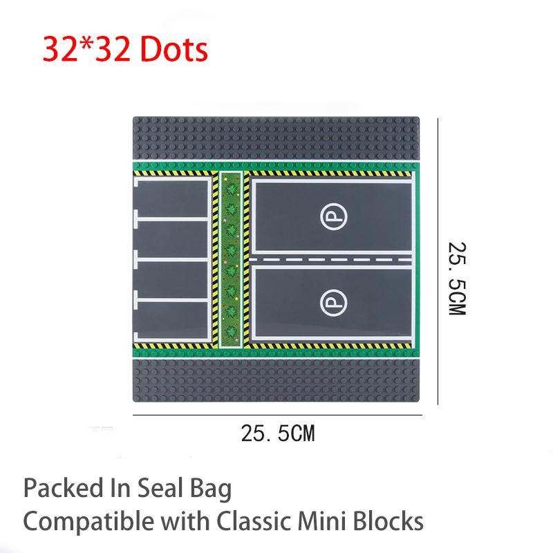 By Street View Road BasePlate Byggeklosser 32*32 Prikker Klosser DIY Leker Parkeringsplass Fotball Basketballbane Mini Murstein