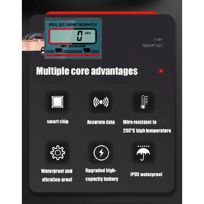 Universal Tachometer Chainsaw Tachometer Motorcycle Moto ATV Boat Engine Hour Meter Large Screen Display Pulse Speedometer