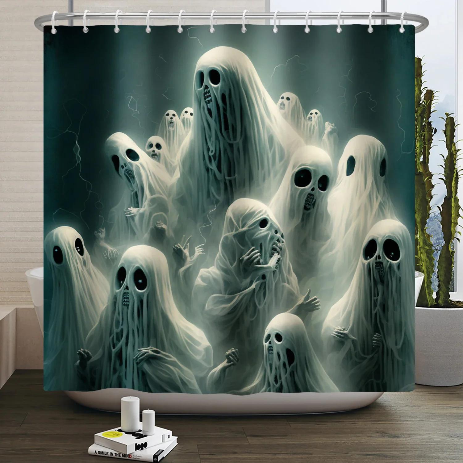 

Хэллоуин Занавеска для душа Ночь ужасов Кровавые руки Жуткий зомби Череп Страшный Хэллоуин Водонепроницаемая Ванная комната Занавеска для душа W60H190(CM)-1 Pcs