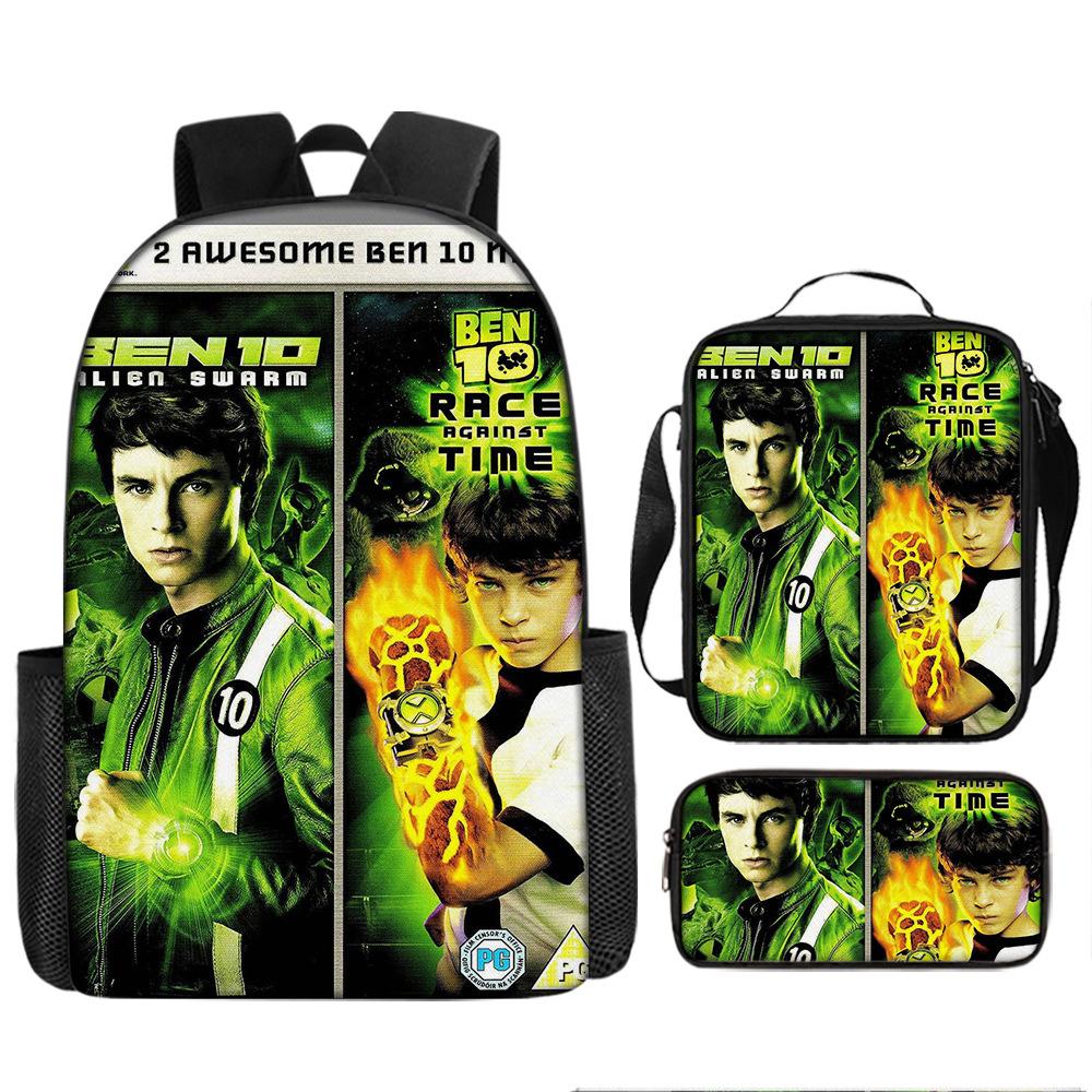 Less Hacker Backpack Ben 10 Student School Bag Anime Cartoon Backpack Lunch Bag Satchel Pencil Case