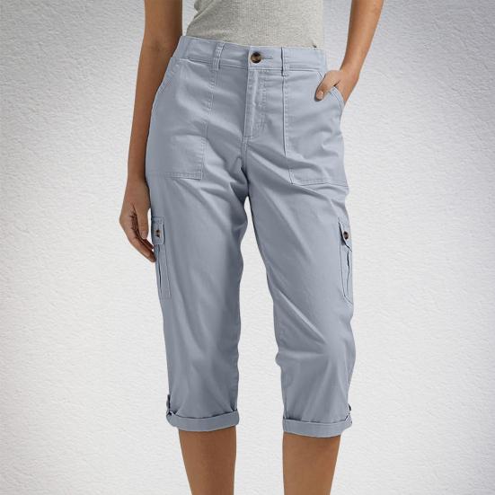 Women's Capris Cargo Joggers Mid Rise Cropped Cargo Pants Summer Quick Dry Hiking Pants with Multi Pockets