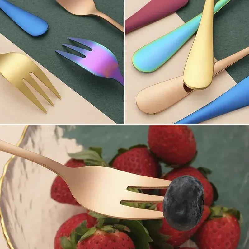 1010 Series Stainless Steel Fruit Fork, Three Tooth Cake, Dessert Fork, Hotel Tableware, Gift, Laser Logo