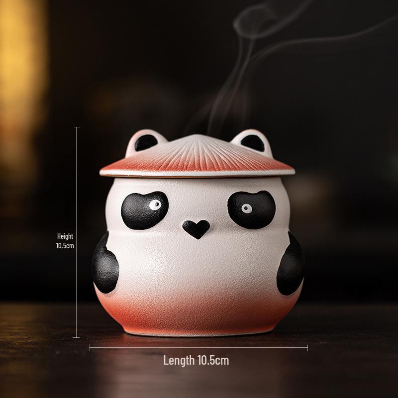 Creative Panda Ceramic Incense Burner Plate - Cute Indoor Ornament for Healing with Agarwood & Sandalwood Incense