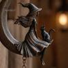 Ornamenti da Giardino a Forma di Luna Crescente Campanella a Vento da Strega, Gotico con Gatto Nero Campanella da Appendere, Decorazione Spirituale per Donne Portico Patio Balcone Mistico