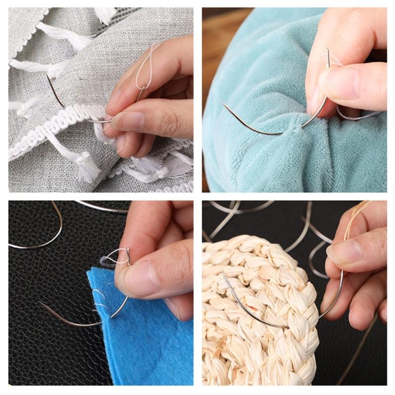 42/50/100/120Pcs Curved Needle C Type Leather Needle Curved Sewing Needle for Hand Sewing, Carpet Leather Canvas Repair