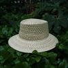 Beige Woven Flat Top Top Hat Women'S Summer Vacation Beach Seaside Trip Straw Hat Sun Protection Sunshade Japanese Retro Hat