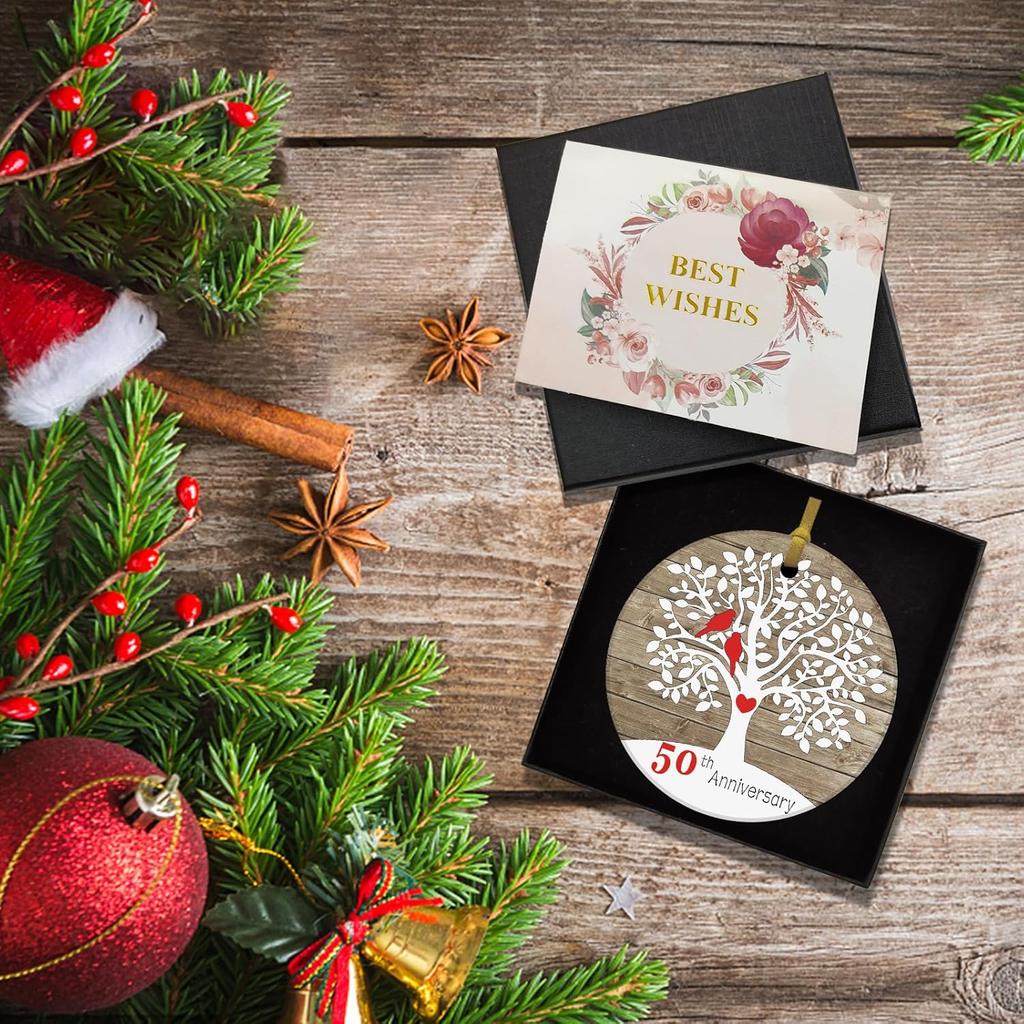 REWIDPARTY 50th Wedding Anniversary Ornament 50th Anniversary Tree Gifts Happy 50th Anniversary Keepsake Married Anniversary for Couple Gifts 3"