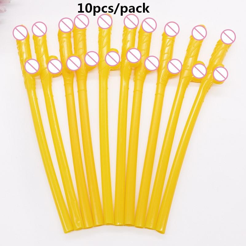 10Pcs Cuticolor Penis Straws Bride Shower Sexy Hen Night Willy Drinking Penis for Bar Bachelorette Party Novelty Nude Straw