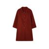 Winter Fashion Red Wool Coat Women Loose Mid Long Simple Elegant Premium Tweed Jacket