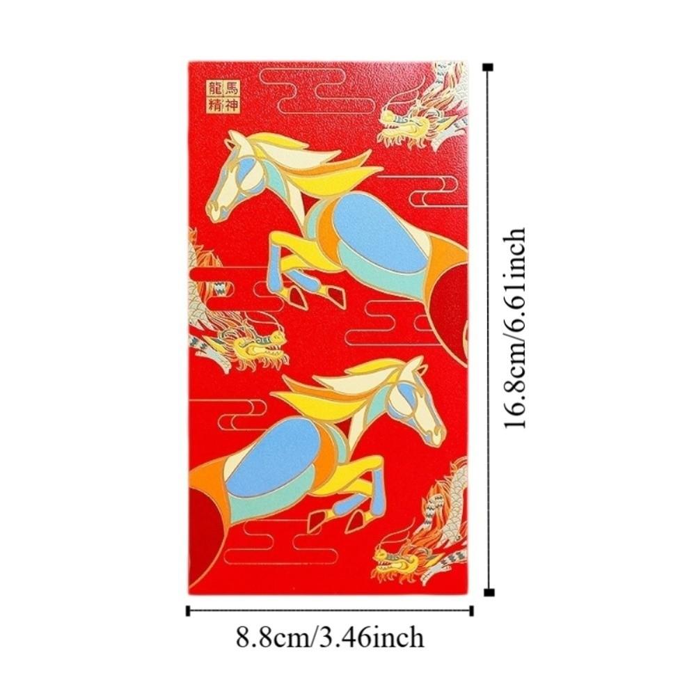6pcs Chinese Style 2026 Horse Year Red Envelope Artistic Gold Stamping New Year Money Envelope Creative Paper Craft