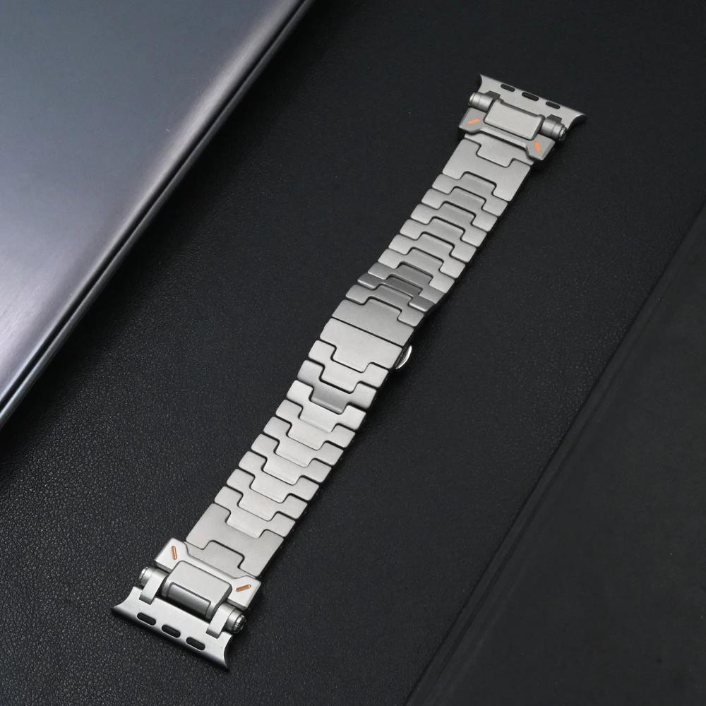 

Titanium Metal Strap for Apple Watch 10 46mm Ultra 2 49mm Grand H Bracelet for Iwatch Series 9 8 7 6 5 Se 45mm 44mm Correa Band for iwatch 10 46mm