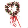 Shape Artificial Floral Wreath Garland with Ribbon