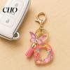 Pocket Keychain Pink Series Pendant, Sequins Heart Initial Letter Charm Key Chain with Backpack Butterfly Tassel Design, A-Z Holder for Bag