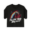 European Sizes Men's Freddy Krueger Graphic Tee - "Follow Your Dreams" Funny Slogan - Casual T-Shirt with Rainbow & Star Design