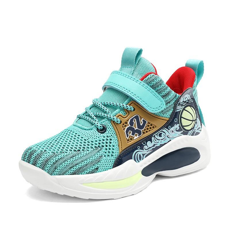 Boys Basketball Shoes Kids Lightweight Breathable Flyknit Sneakers With Closure Running Court Play Flyknit Basketball Shoes for Boys мидори