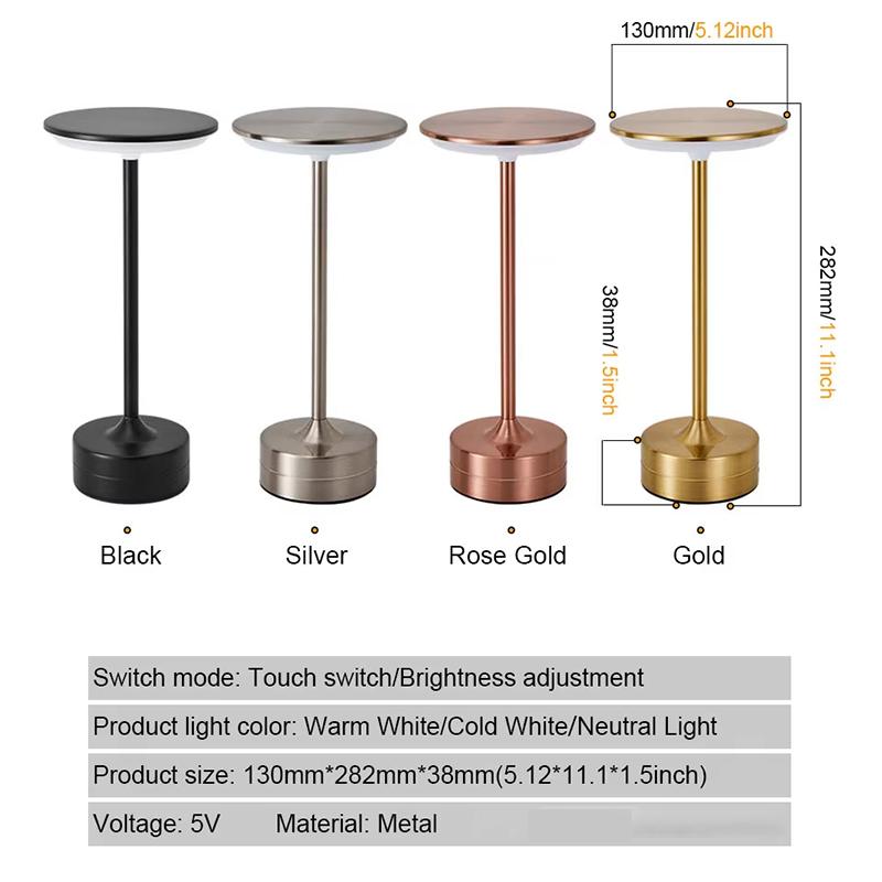 Wierless Simple Charging LED Desk Lamp restaurant Bar Table Lamp Dimming Atmosphere Retro Portable Charging Touch USB Read Lamp