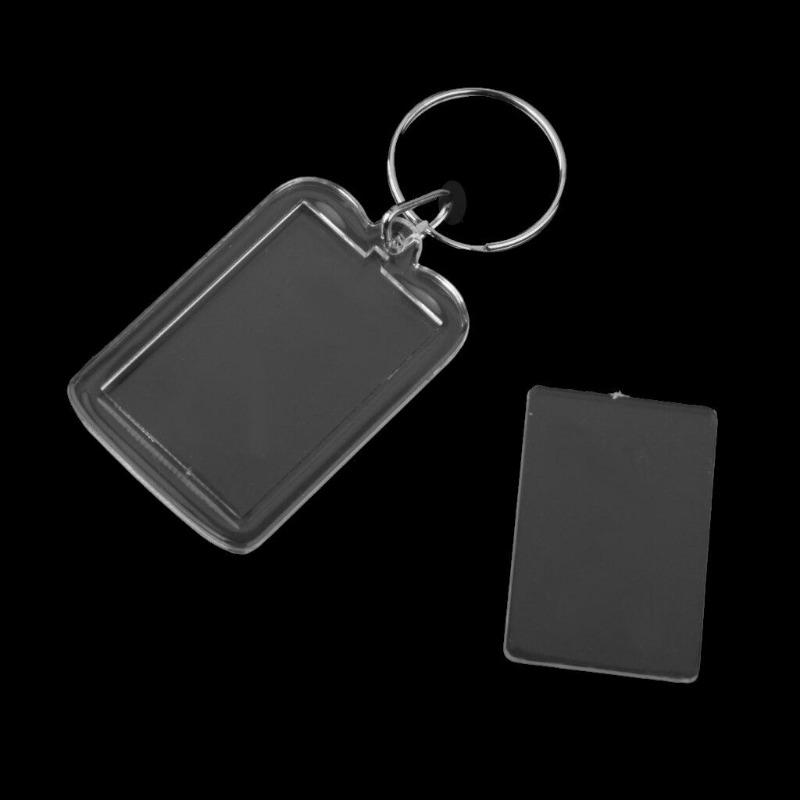 10Pieces Acrylic Blank Clear Keyrings Rectangle Photo Holder Keychain 38x25mm Bag Accessories.