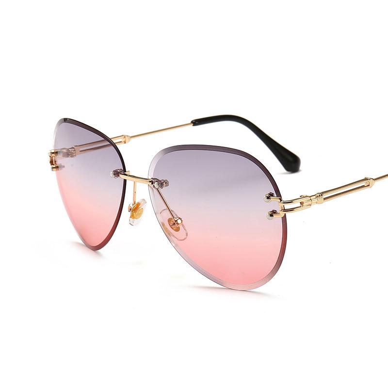 Fashion Vintage Rimless Sun Glasses Women Luxury Ladies Sunglasses Shades UV Protection Stylish Oculos Feminino Gafas