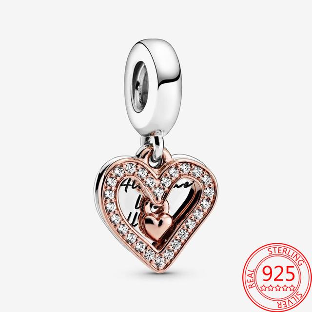 Authentic S925 Sterling Silver Love You Mom Infinite Heart Charm Fit Fashion 3mm Bracelet Diy 925 Silver Jewelry Girls Gifts
