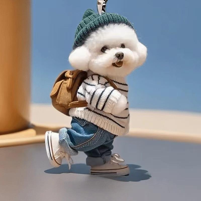 Creative Double-sided Puppy Backpack Pendant Car Acrylic Flat Decoration Cute Keychain