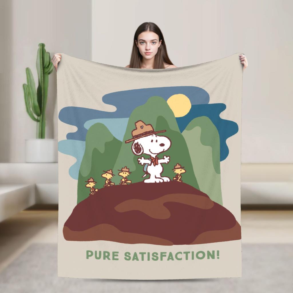 Snoopy Listen to music Blankets Fleece Spring Autumn Cartoon  Multifunction Super Warm Throw Blanket for Home Plush Thin Quilt