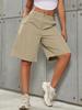 Rose Beauty A Street Casual Solid Elastic Drawstring Waist Baggy Wide Leg Cargo Shorts Spring Outdoor Outfits