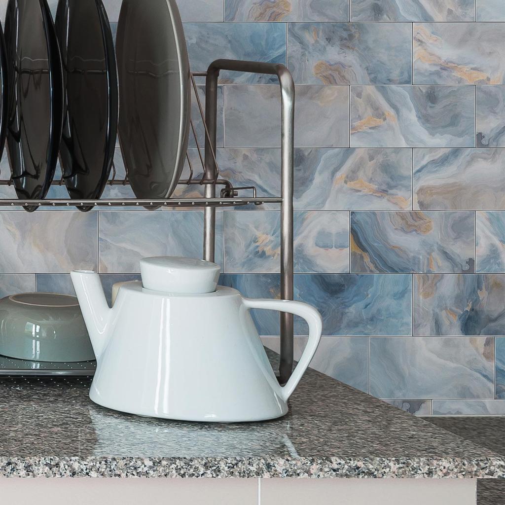 Marble-Style Waterproof Foam Wall Tile Stickers for Bathroom and Kitchen