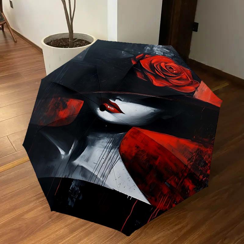 1pc Woman Hat Automatic Open/Close Umbrella Compact Folding Umbrella with 8-Rib Shaft for Women/Men, Elegant Birthday1165S