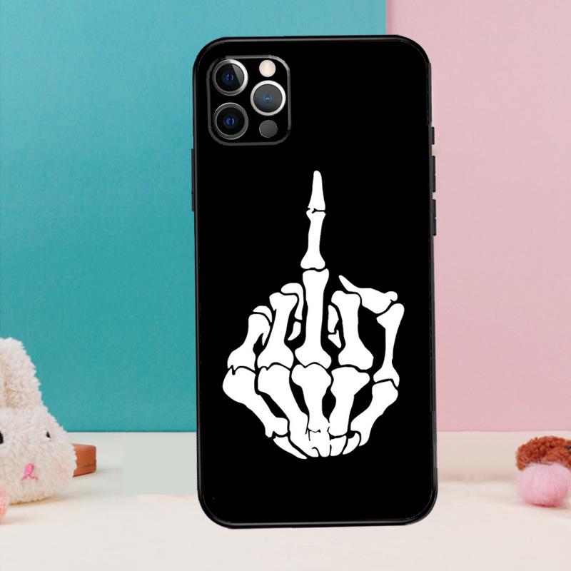 Skelett Mittelfinger Handyhülle Für iPhone 16 14 13 12 11 15 Pro Max 12 13 mini XR 15 16 Plus 16e Hülle Coque