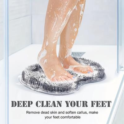 Antislip siliconen voetscrubber met zuignappen, rugmassage douchemat voor badkamer, wandgemonteerde badborstel