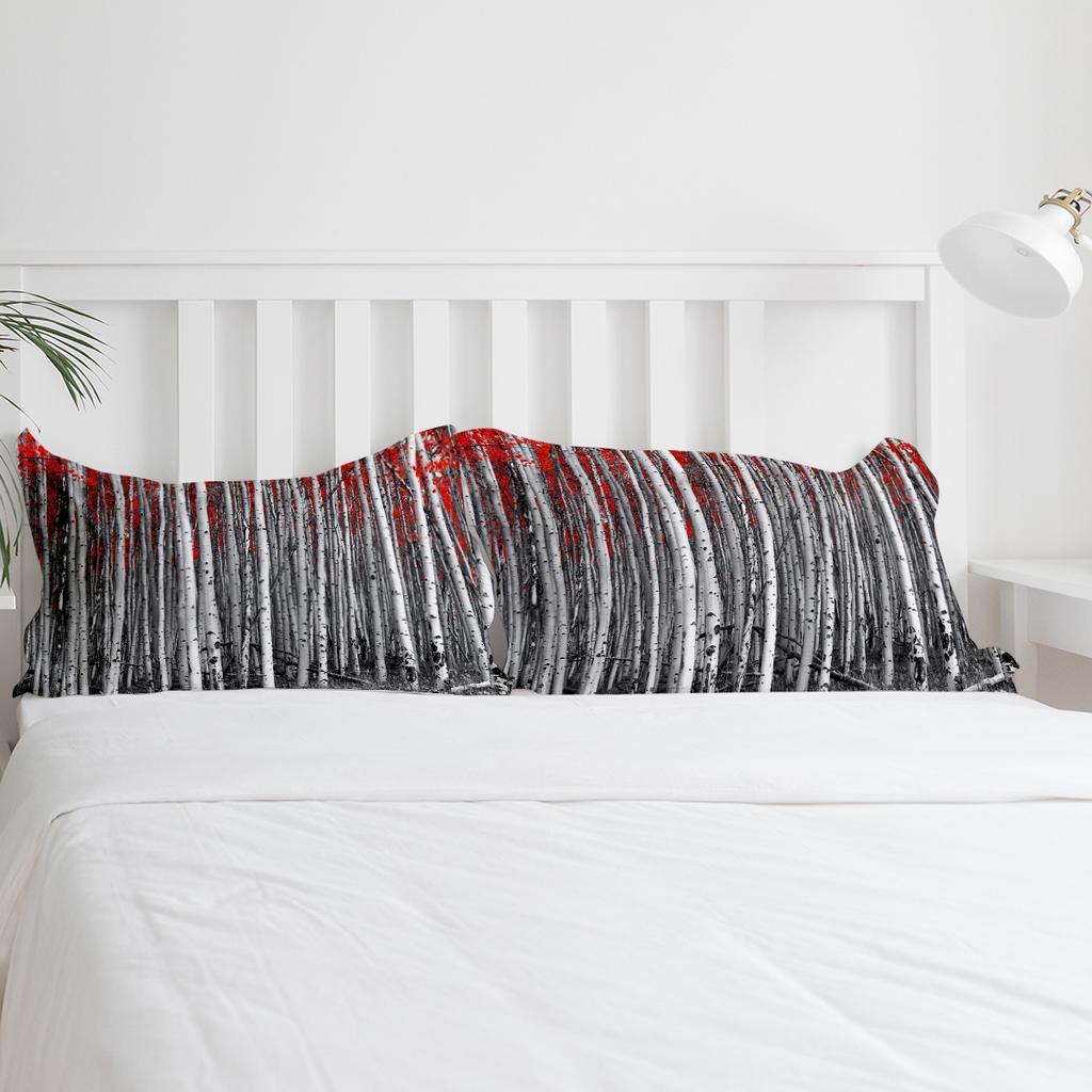 Red Leaves Birch Tree Forest Bedding Set 3pcs Duvet Cover Pillowcase Kids Adult Quilt Cover Double Bed Set Home Textile