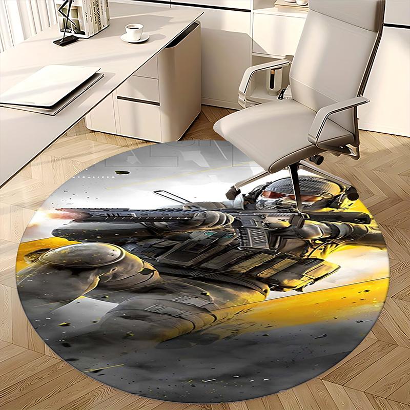 Tactical Soldier,Combat Gear Chair Mat Round Rug Office Carpet, Non Slip, Suitable for Living Rooms, Bedrooms Decor.1205372a